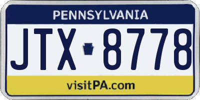 PA license plate JTX8778