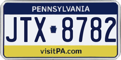 PA license plate JTX8782