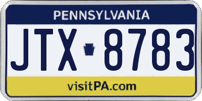 PA license plate JTX8783