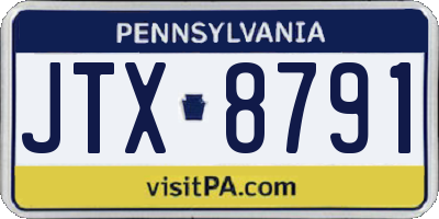 PA license plate JTX8791