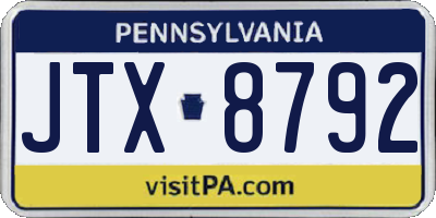 PA license plate JTX8792