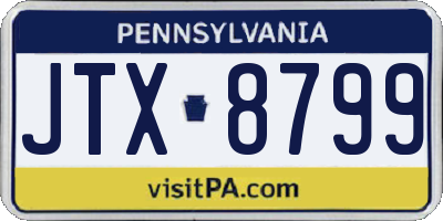 PA license plate JTX8799