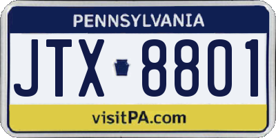PA license plate JTX8801