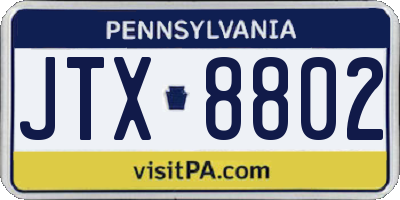 PA license plate JTX8802