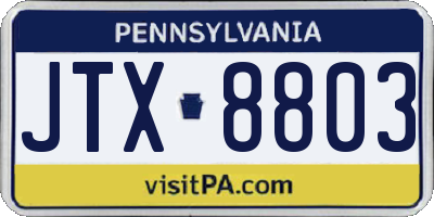 PA license plate JTX8803