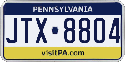 PA license plate JTX8804
