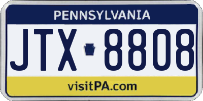 PA license plate JTX8808