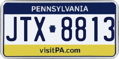 PA license plate JTX8813