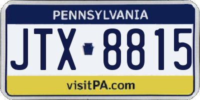 PA license plate JTX8815