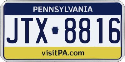 PA license plate JTX8816