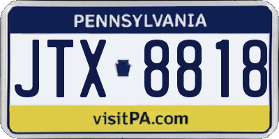PA license plate JTX8818