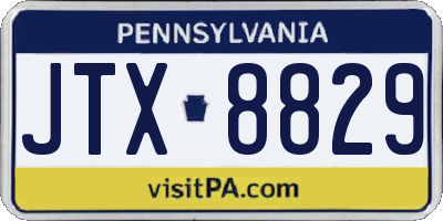 PA license plate JTX8829