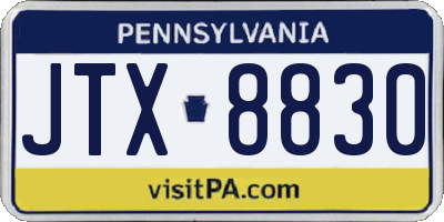 PA license plate JTX8830