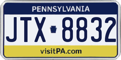 PA license plate JTX8832