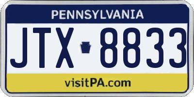 PA license plate JTX8833