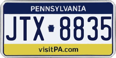 PA license plate JTX8835