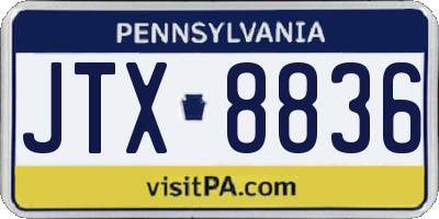 PA license plate JTX8836