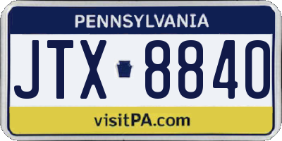 PA license plate JTX8840