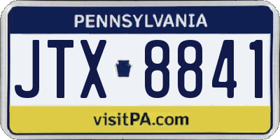 PA license plate JTX8841