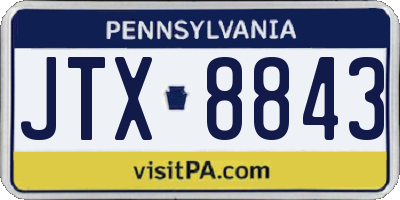 PA license plate JTX8843