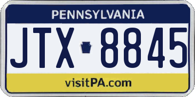 PA license plate JTX8845
