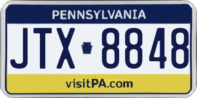 PA license plate JTX8848