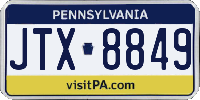PA license plate JTX8849