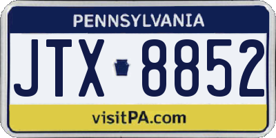 PA license plate JTX8852