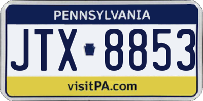 PA license plate JTX8853