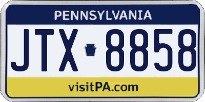 PA license plate JTX8858