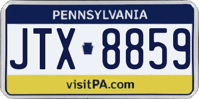 PA license plate JTX8859