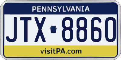 PA license plate JTX8860