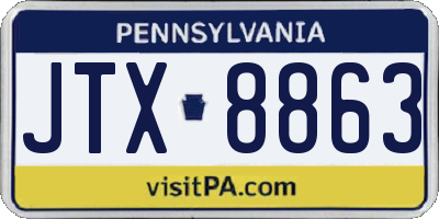 PA license plate JTX8863
