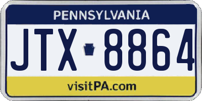 PA license plate JTX8864