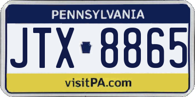 PA license plate JTX8865