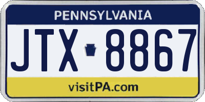 PA license plate JTX8867
