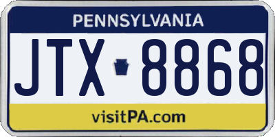 PA license plate JTX8868