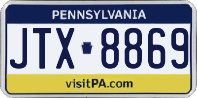 PA license plate JTX8869