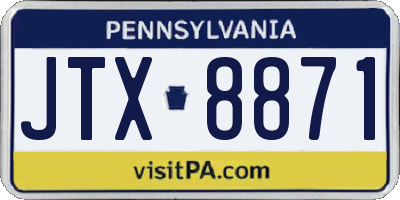 PA license plate JTX8871