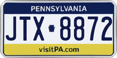 PA license plate JTX8872
