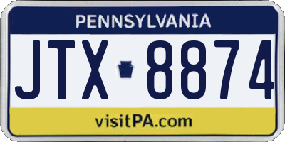 PA license plate JTX8874