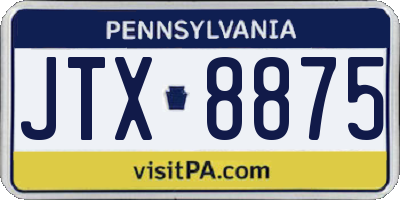 PA license plate JTX8875