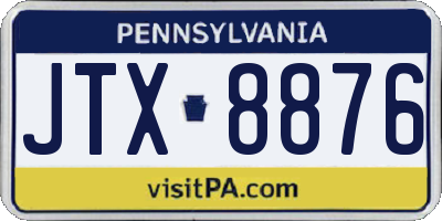 PA license plate JTX8876