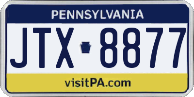 PA license plate JTX8877