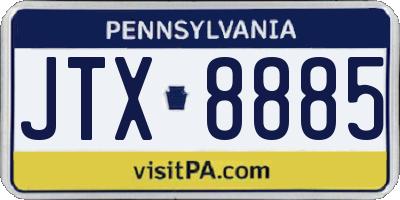 PA license plate JTX8885
