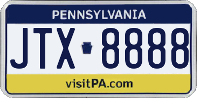 PA license plate JTX8888