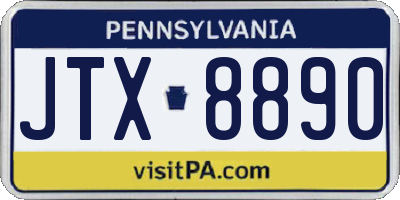 PA license plate JTX8890