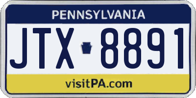 PA license plate JTX8891