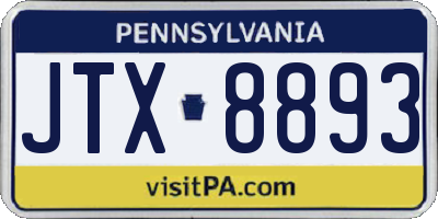 PA license plate JTX8893