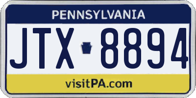 PA license plate JTX8894